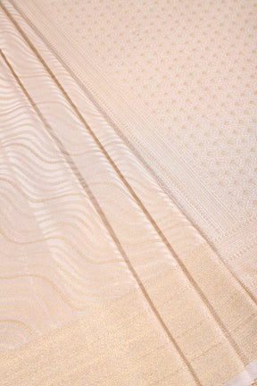 Cream Colour Soft Silk Leheria Zari Woven Saree