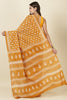 Mustard Cotton Dhabu Printed Saree