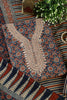 Navy Cotton Printed & Neck Embroidered Unstitched Suit Material