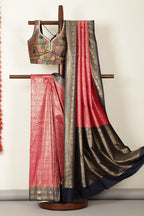 Cardinal Red & Navy Dual Toned Soft Silk Zari Woven Saree