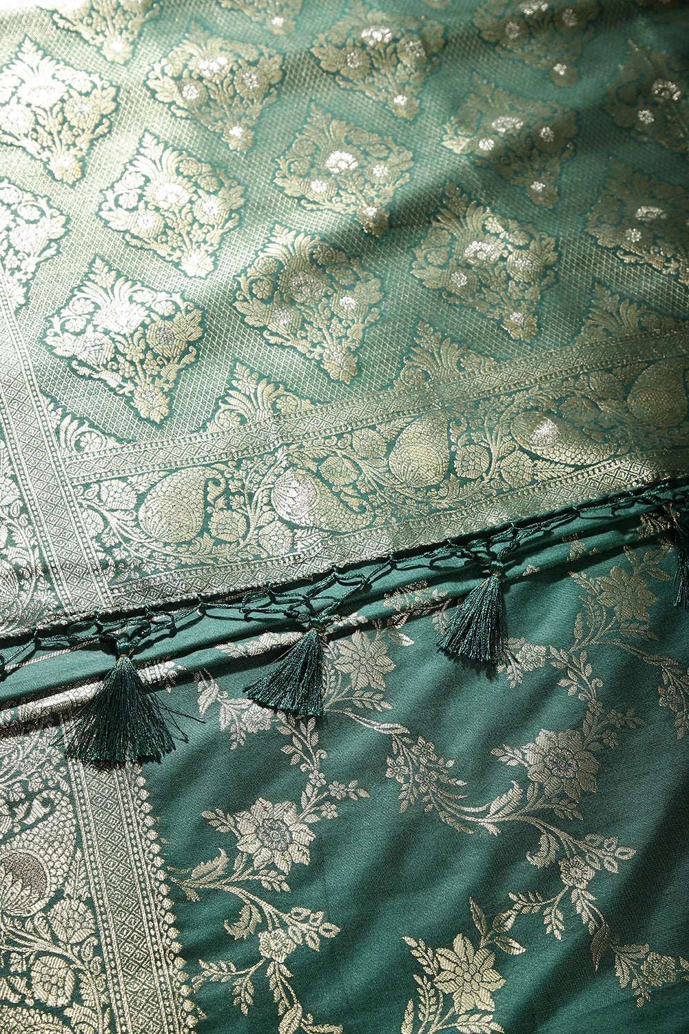 Bottle Green Color Zari Woven South Silk Saree