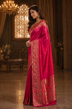 Rani Mulberry Silk Paithani Work Saree