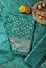 Teal Green Colour Zari Woven Silk Unstitched Suit Material