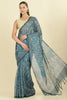 Teal Kota Cotton Floral Jaal Printed Saree