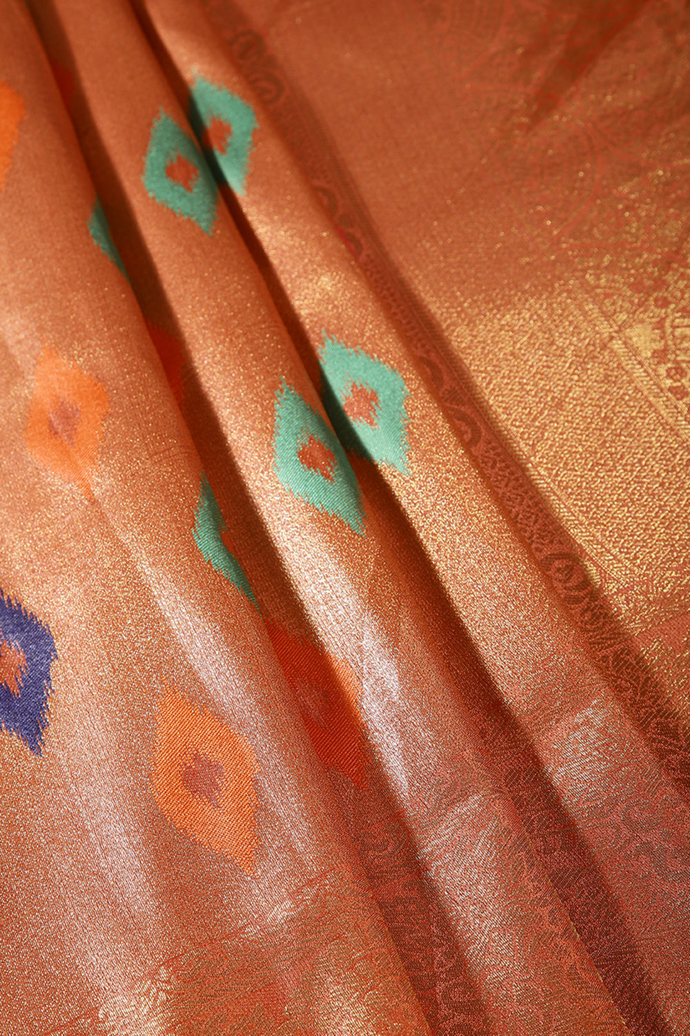 Rust Color Silk Resham and Zari Woven Saree