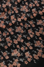 Black Zari Border & Floral Printed Chiffon Saree