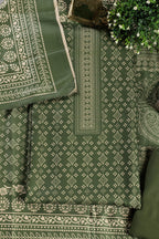 Green Printed Pashmina Unstitched Suit Fabric