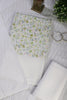 White & Green Cotton Floral Printed and Resham Embroidered Unstitched Suit Material