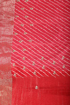 Red Jaipuri Silk Leheriya Printed And Embroidered Saree