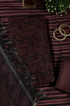 Wine & Black Digital Printed Chanderi Cotton Unstiched Suit Material