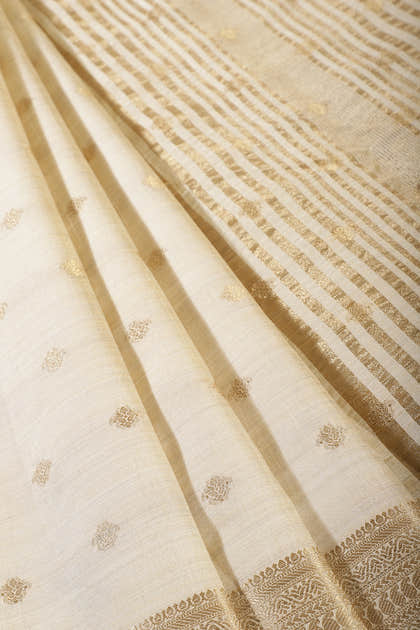 Cream Cotton Silk Zari Woven Saree