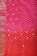 Magenta & Red Jaipuri Silk Leheriya Printed And Embroidered Saree