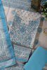 Beige & Blue Floral Printed Unstitched Suit Fabric