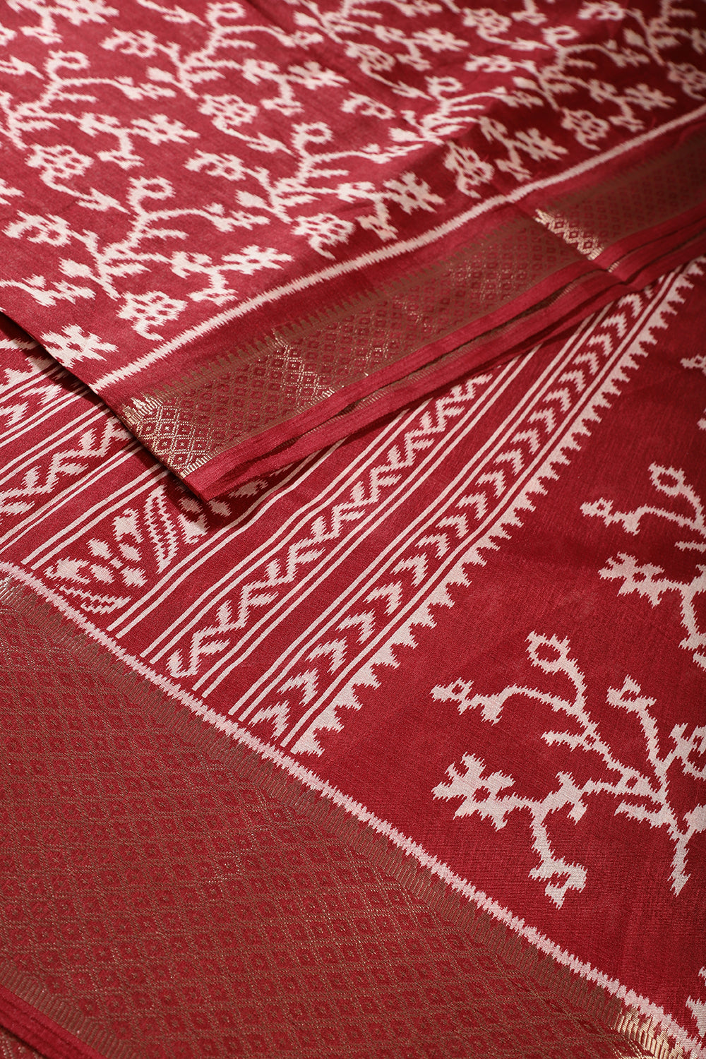Marron Color Cotton Silk Printed Saree