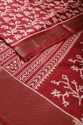 Marron Color Cotton Silk Printed Saree