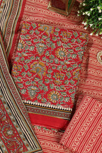 Red Cambric Cotton Unstitched Suit Material