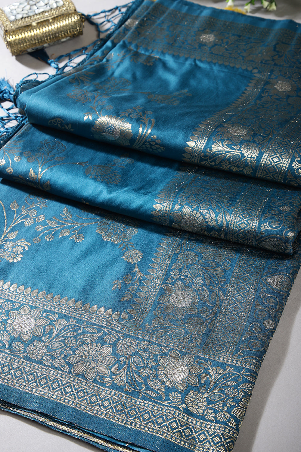 Muted Blue Color Art Silk Zari Woven Saree