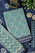 Green Cotton Ajrakh Block Print Unstitched Suit Material
