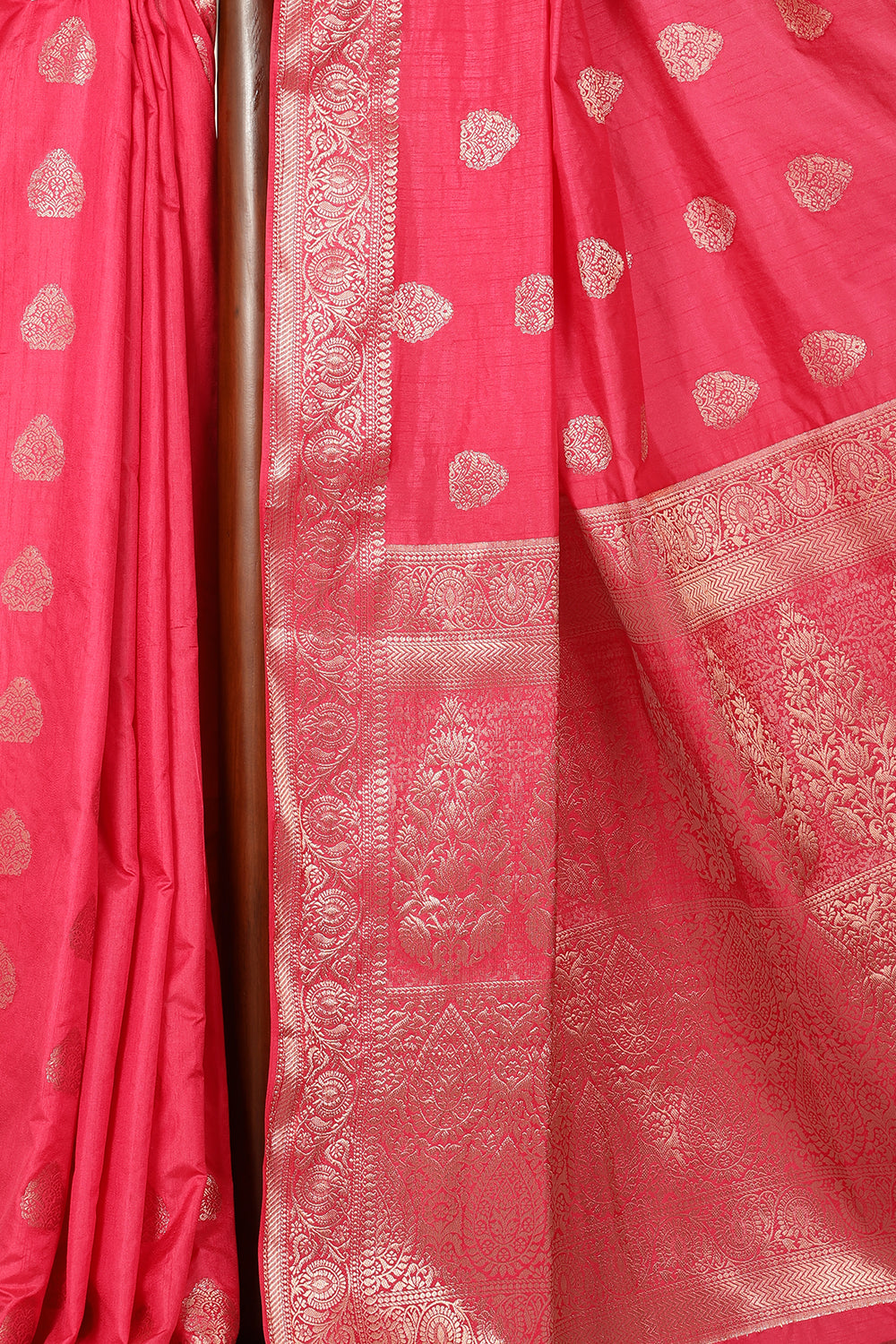 Raspberry Color Silk Zari Woven Saree