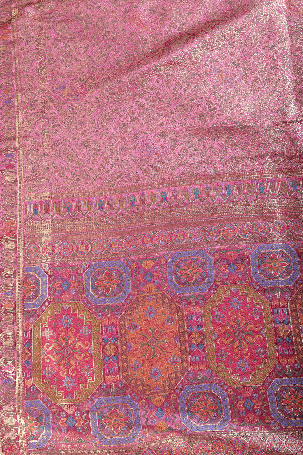 Mauve Baluchari Silk Meenakari Woven Saree
