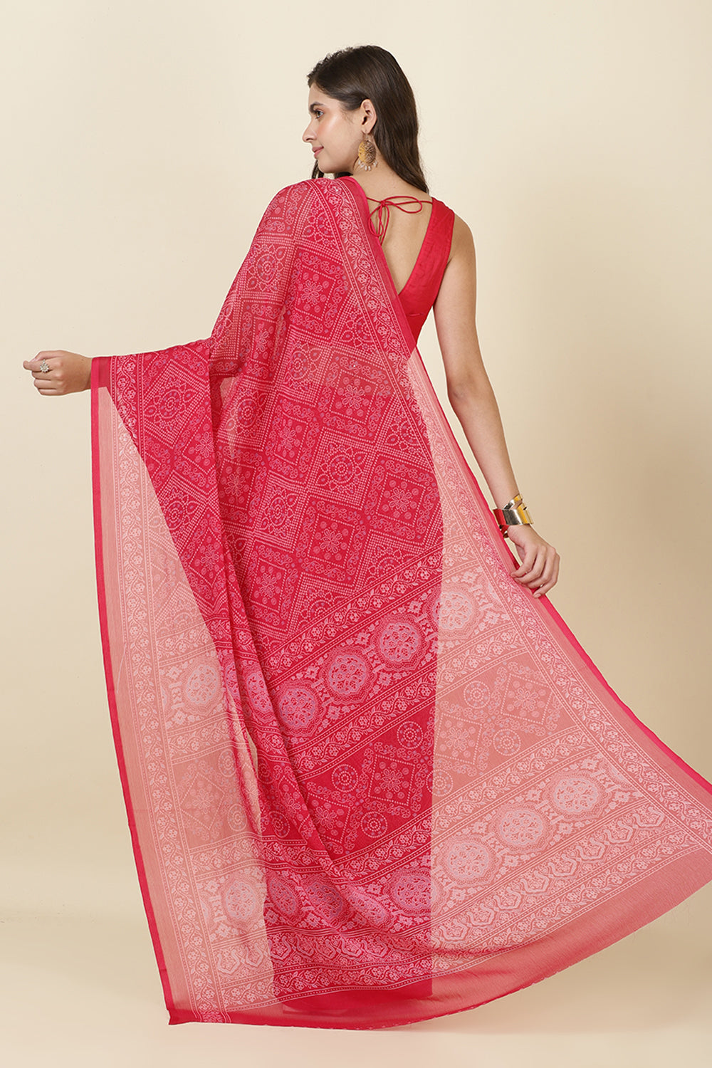 Rani Georgette Bandhani Printed Saree