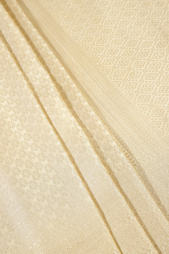 Cream Color South Silk Zari Woven Saree