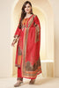 Red Color Printed Silk Embroidered Suit Set