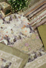 Olive Green Cotton Floral Printed And Hemline Embroidered Unstitched Suit