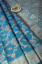 Teal Colour Banarasi Silk Woven Saree
