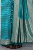 Teal Green Silk Zari Woven And Swaroski Work Saree