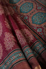 Wine Cotton Silk Printed Saree