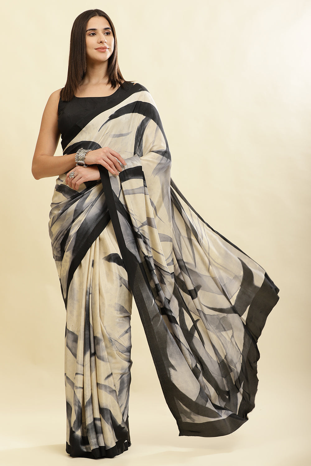 Tussar Printed Crepe Silk Saree