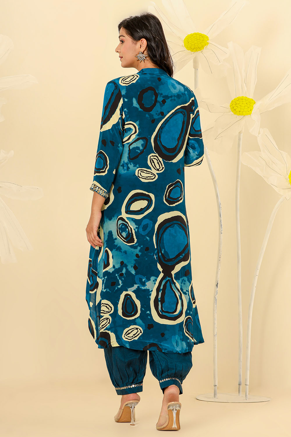 Teal Colour Muslin Printed Co-Ord Set