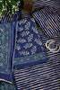 Indigo Blue Color Cotton Printed Unstitched Suit