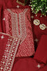Maroon Cotton Bandhani Printed & Neck Embroidered Unstitched Suit