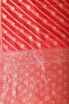 Red Color Banarasi Woven Tussar Silk Saree