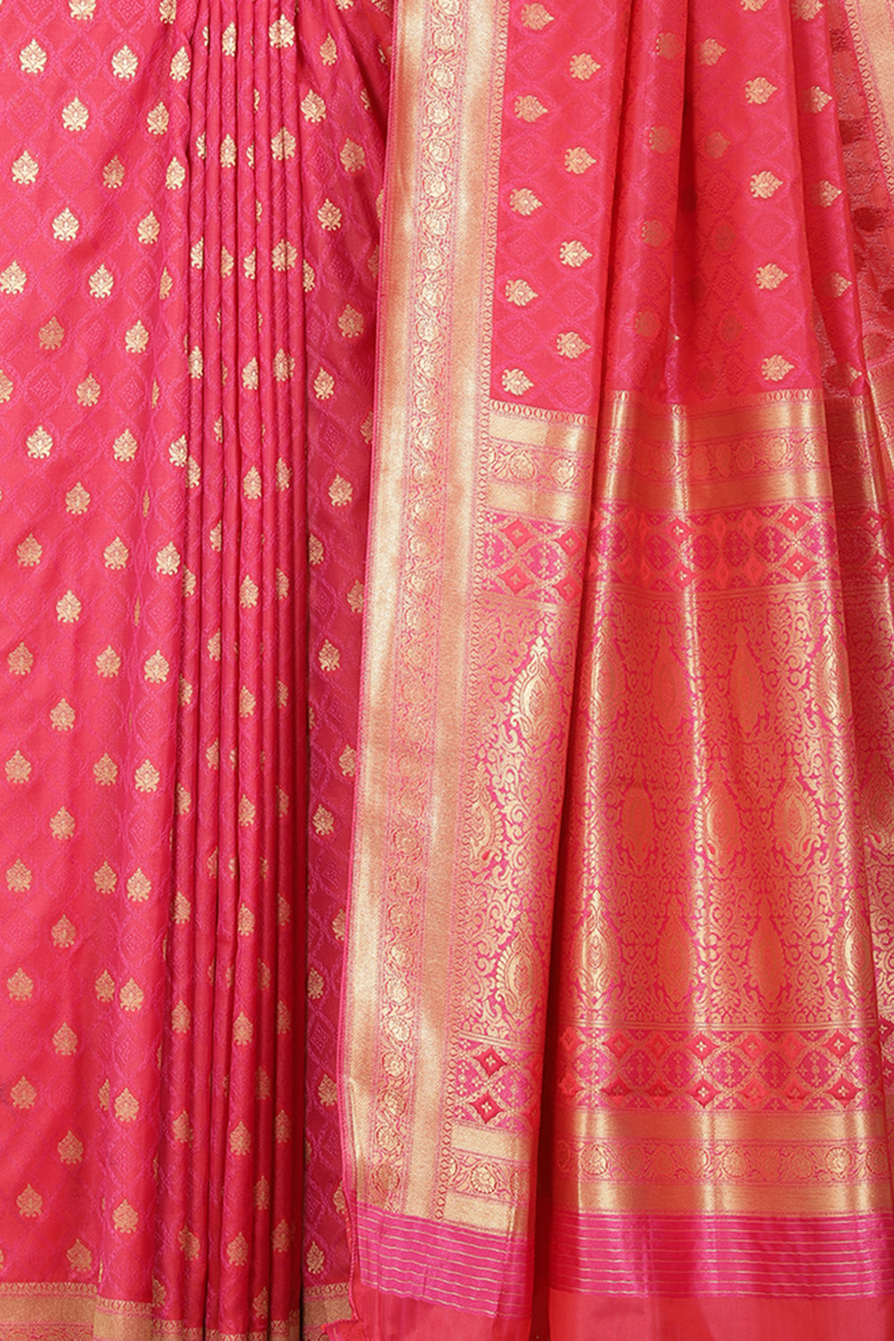 Fuchsia Pink Soft Silk Zari and Resham Woven Saree