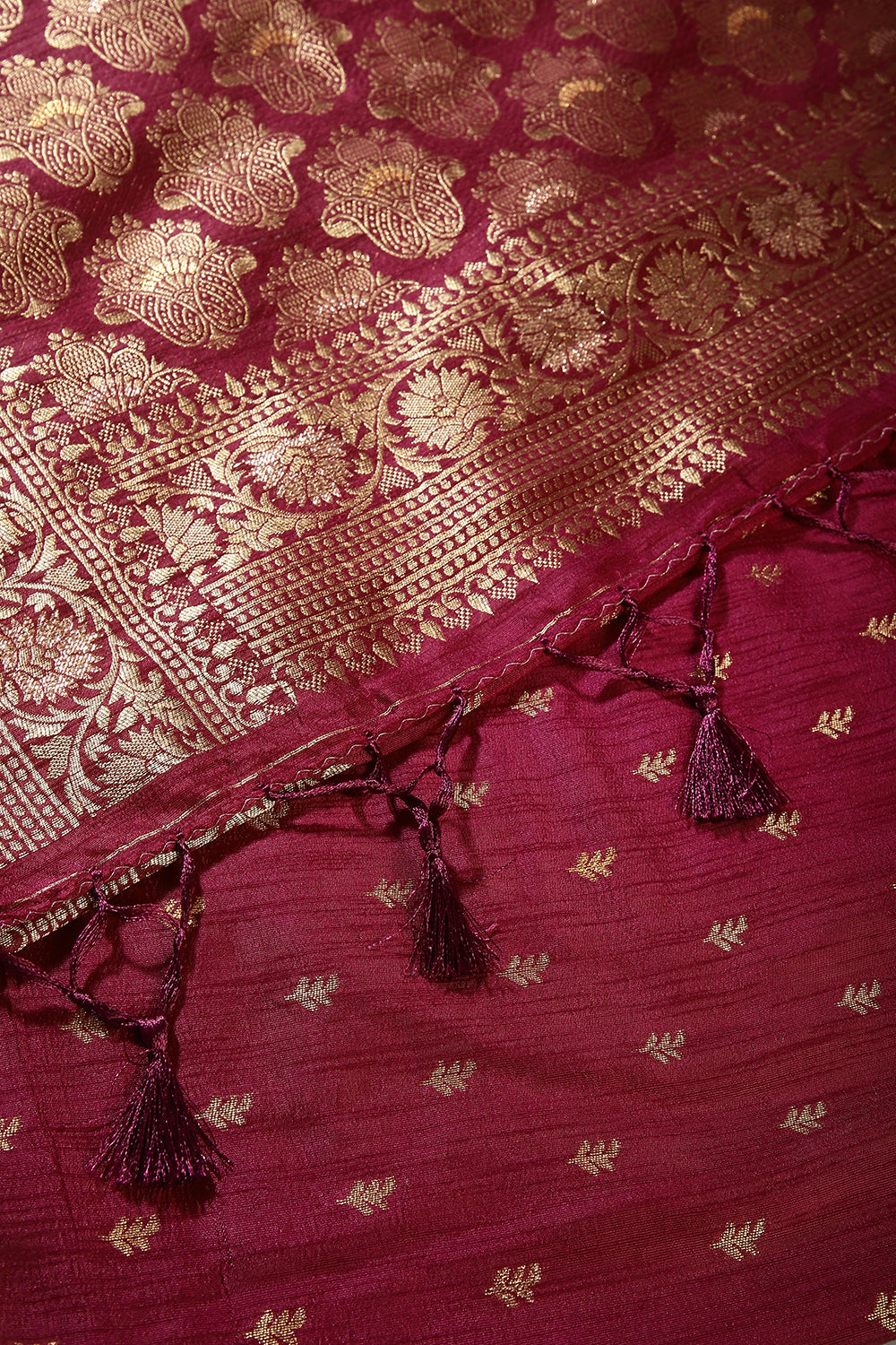 Burgundy Color Raw Silk Woven Saree