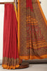 Maroon Kashmiri-Inspired Floral Printed Crepe Saree