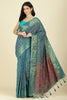 Turquoise Color Tussar Woven Silk Saree