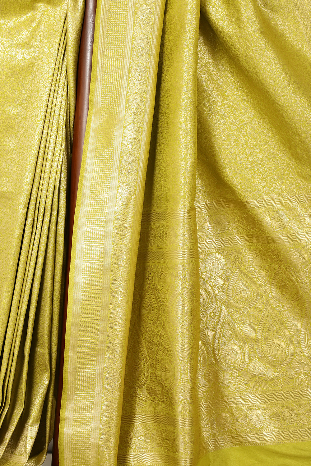 Pista Green Silk Zari Floral Zaal Woven Saree
