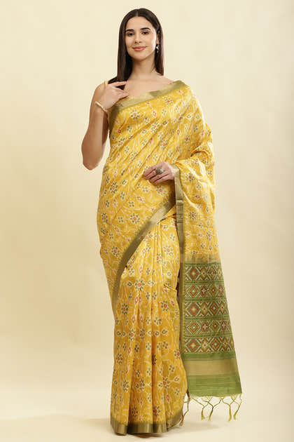 Mustard Cotton Silk Resham Woven Saree
