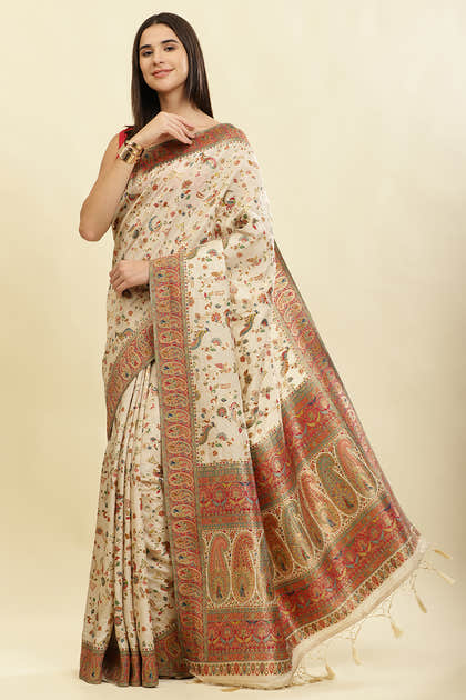 Tussar Color Silk Madhubani Woven Saree