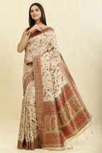 Tussar Color Silk Madhubani Woven Saree