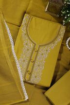 Brass Color Cotton Resham Embroidered Unstitched Suit
