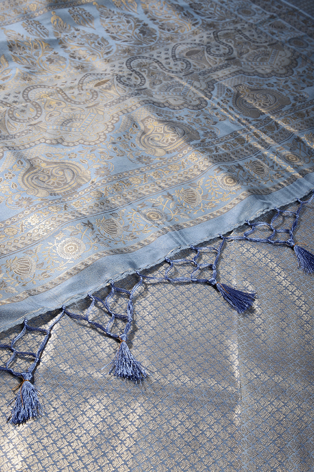 Rock Blue Colour South Silk Heavy Woven Saree