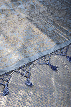 Rock Blue Colour South Silk Heavy Woven Saree