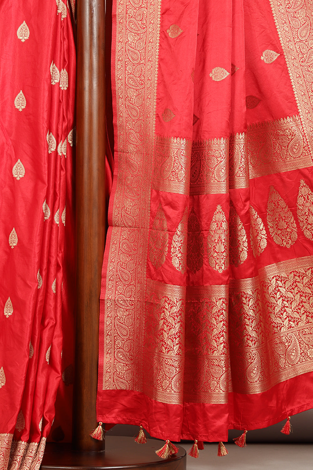 Red Color South Silk Zari Woven Saree