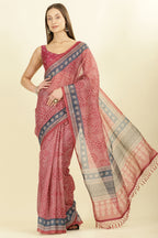 Light Maroon Bandhani Printed Cotton Saree