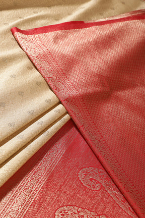 Tussar & Red Dual Toned Soft Silk Zari Woven Saree